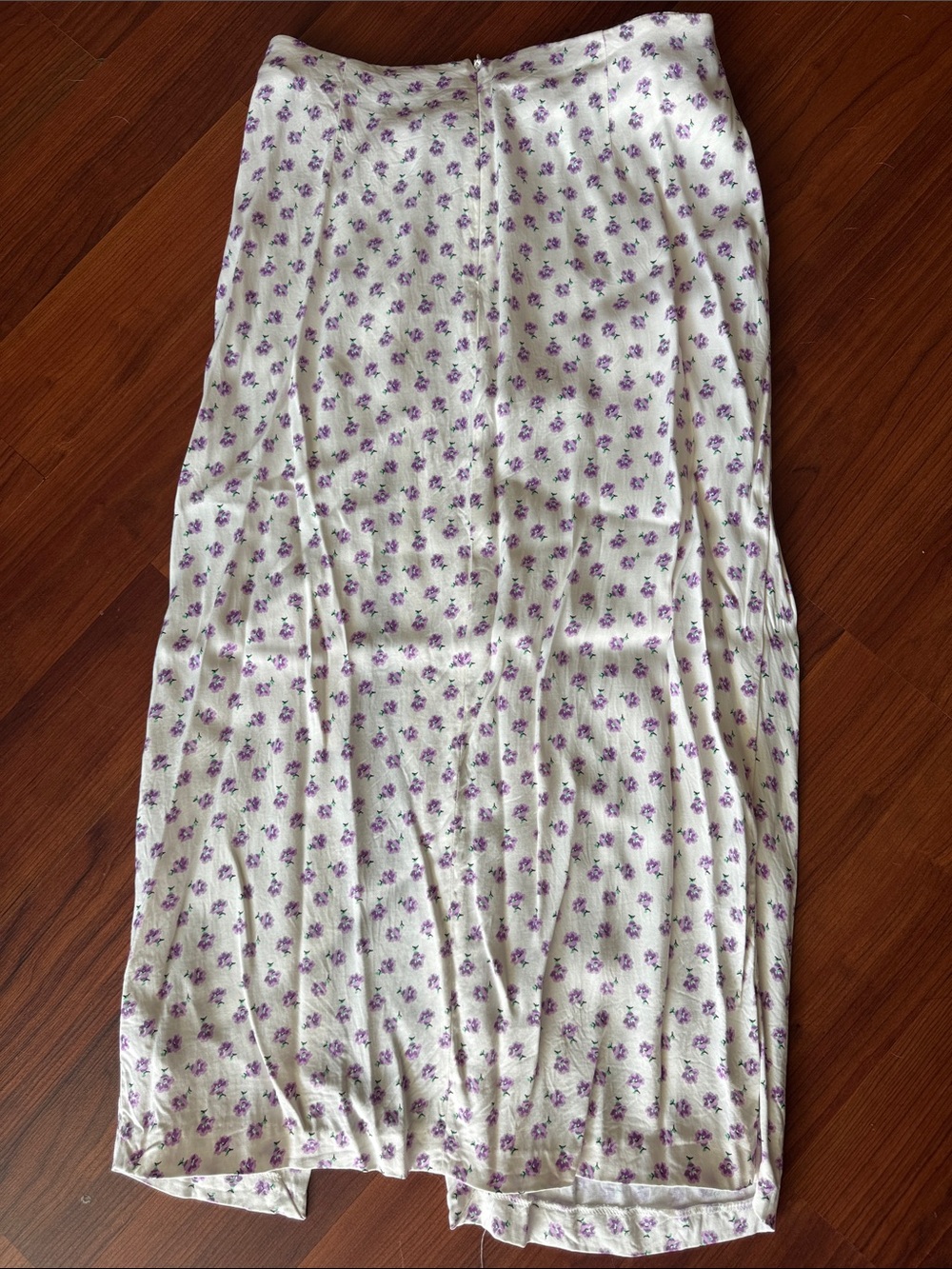 Zara Cream Maxi Skirt with Purple Floral Print